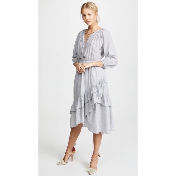 Ulla Johnson Oletha Dress In Gris Cotton Midi Size 6